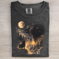 Black Pug Howling to The Moon T-shirt