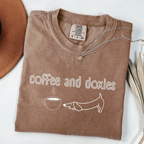 Comfort Colors Coffee and Doxies T-shirt
