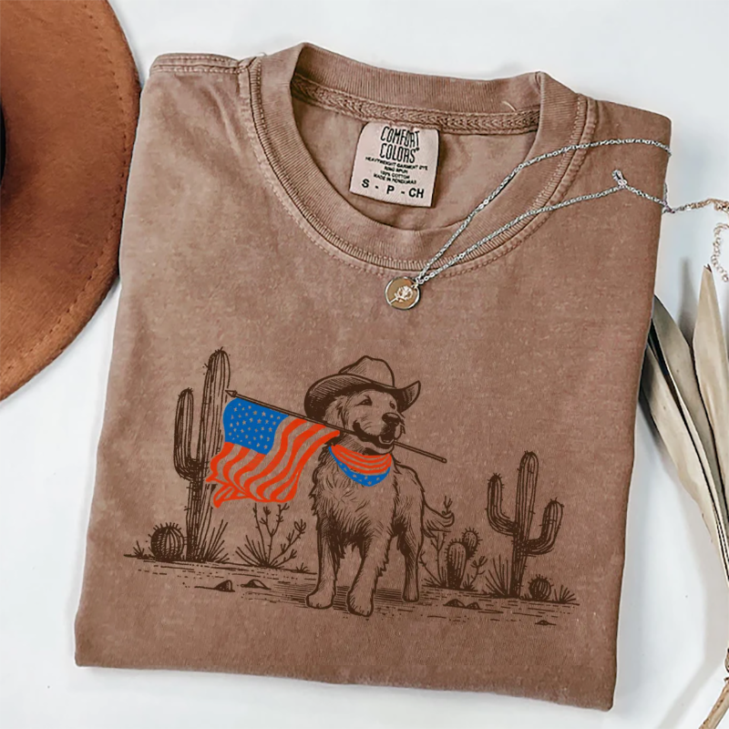 T-shirt Comfort Colors Golden Retriever 4 Juillet