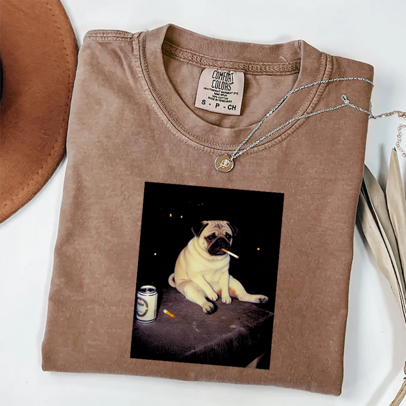 Camiseta divertida de meme de Pug fumando