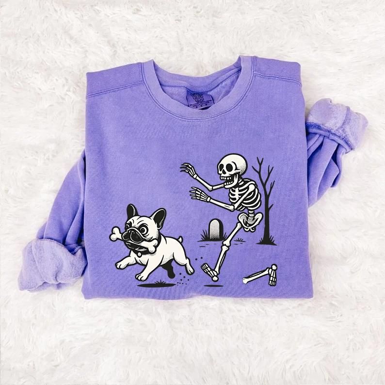 Sweat-shirt unisexe Comfort Colors Halloween Bouledogue Français