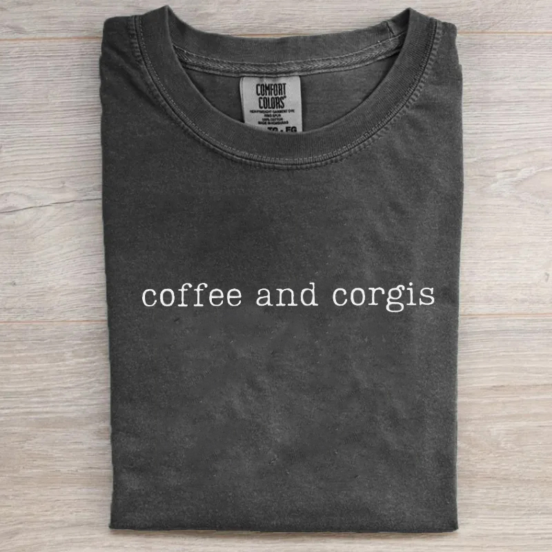 Comfort Colors Coffee and Corgis T-shirt