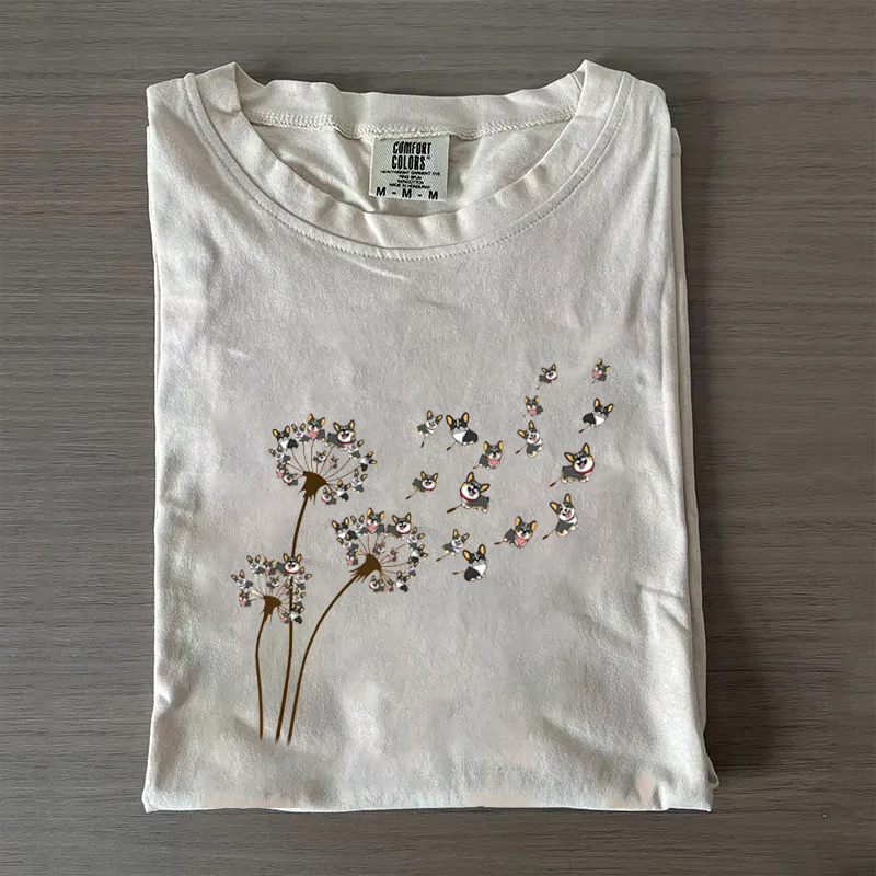 Funny Corgi Flower T-shirt