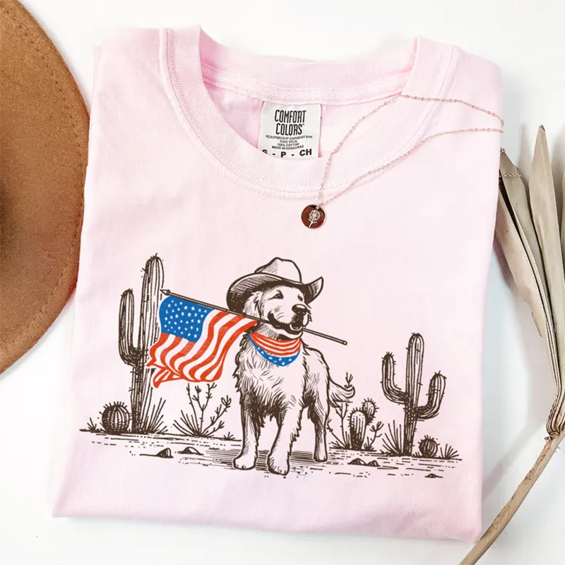 T-shirt Comfort Colors Golden Retriever 4 Juillet