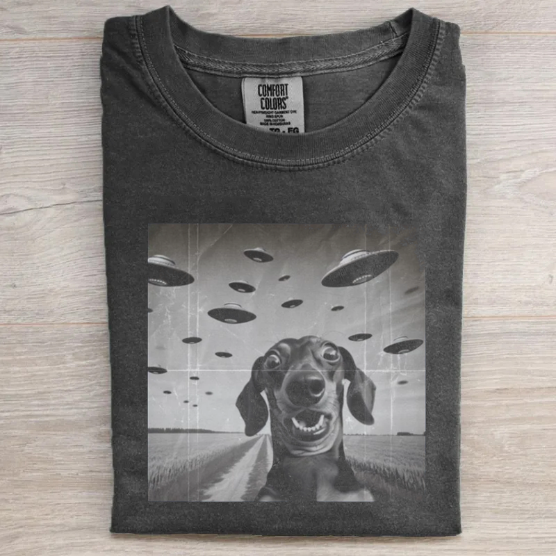 Divertente T-shirt/Sweatshirt Selfie UFO Bassotto