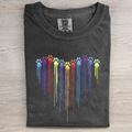 Colorful Dog Paw Heart T-shirt