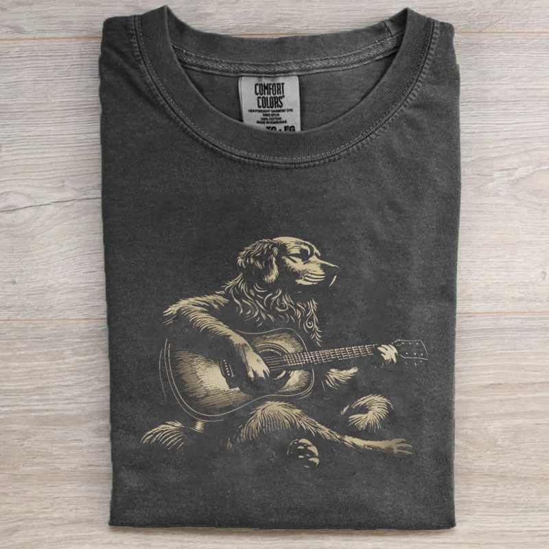 Golden Retriever Playing Acoustic Guitar T-shirt