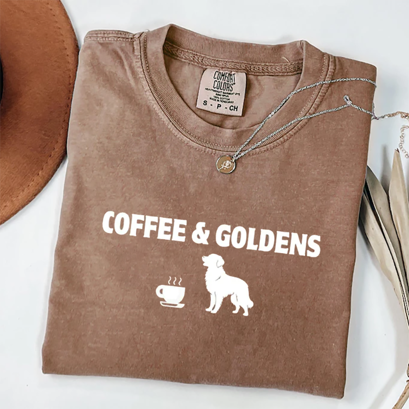 Comfort Colors Coffee and Goldens T-shirt
