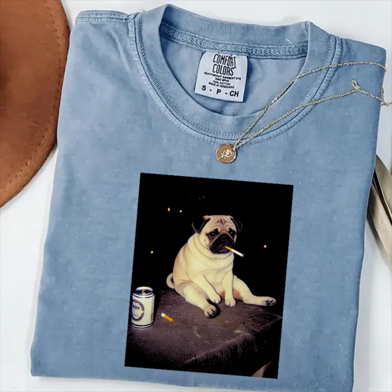 Camiseta divertida de meme de Pug fumando