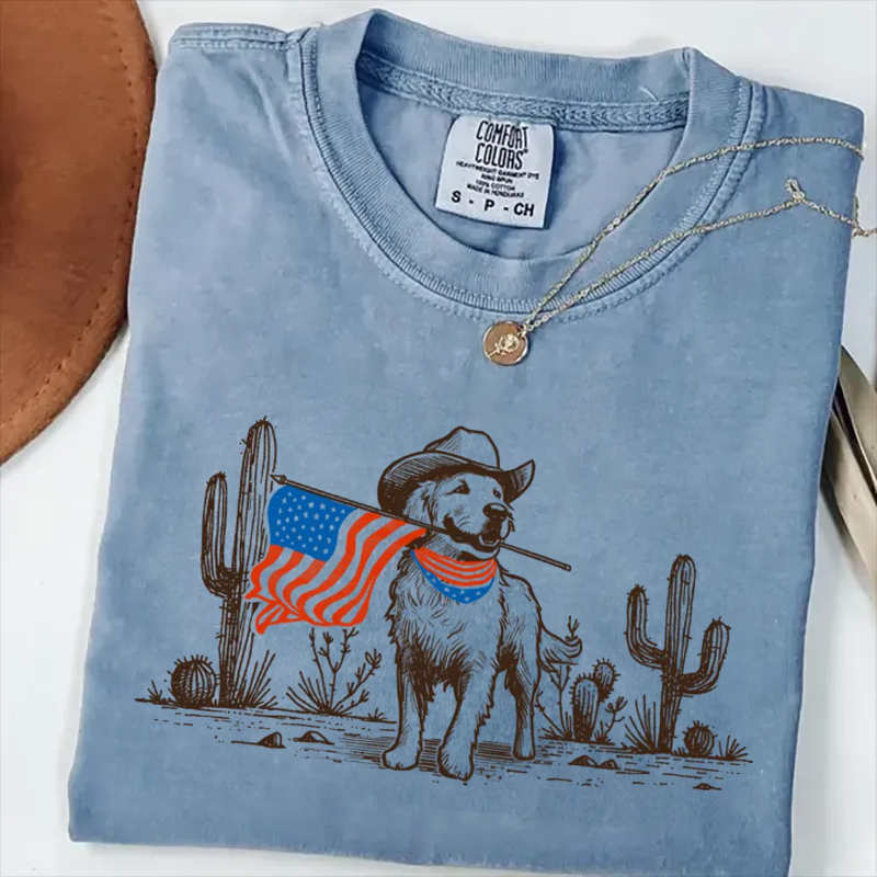 T-shirt Comfort Colors Golden Retriever 4 Juillet