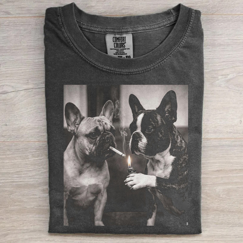 Funny French Bulldog Smoking Cigarette Meme T-shirt
