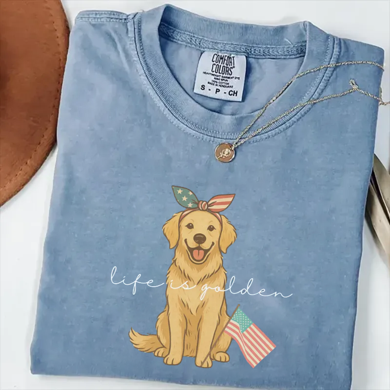 T-shirt Golden Retriever du 4 Juillet