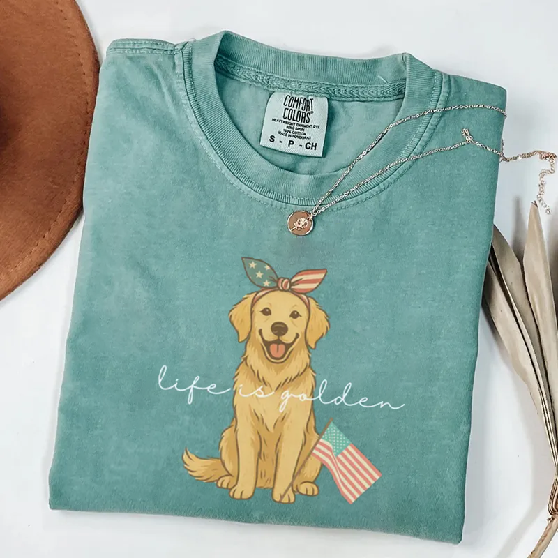 T-shirt Golden Retriever du 4 Juillet